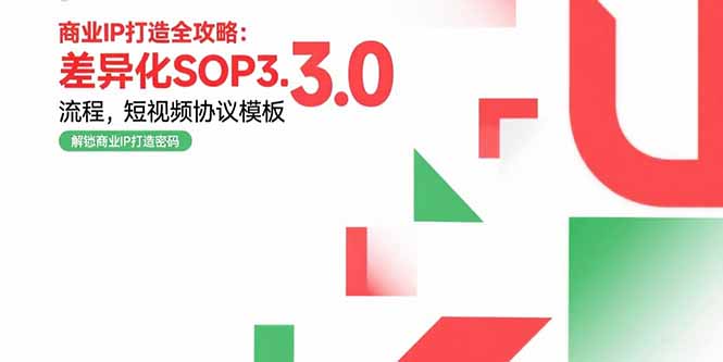 【第13329期】商业IP打造全攻略：差异化SOP3.0流程，短视频协议模板，婚恋项目实战案例-吸亿欧创业网