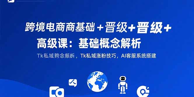 【第13334期】跨境电商基础+晋级+高级课：基础概念解析,Tk私域涨粉技巧,AI客服系统搭建-吸亿欧创业网