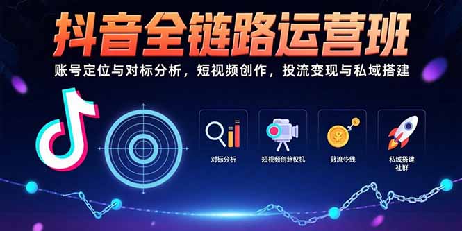 【第13353期】抖音全链路运营班：账号定位与对标分析，短视频创作，投流变现与私域搭建-吸亿欧创业网