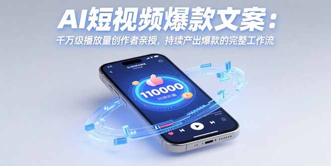 【第13376期】AI短视频爆款文案：千万级播放量创作者亲授，持续产出爆款的完整工作流-吸亿欧创业网