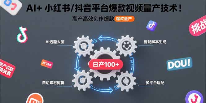 【第13397期】AI+小红书/抖音平台爆款视频量产技术：高产高效创作爆款视频！-吸亿欧创业网
