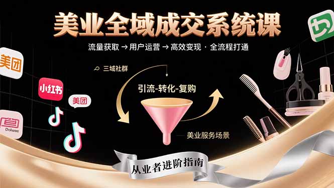 【第13411期】美业全域成交系统课程：帮助美业从业者打通从流量获取到高效变现全流程-吸亿欧创业网