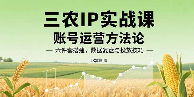 【第13533期】三农IP实战课：账号运营方法论，六件套搭建，数据复盘与投放技巧-吸亿欧创业网