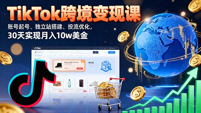 【第13638期】TikTok跨境变现课：账号起号、独立站搭建、投流优化，30天实现月入10w美金-吸亿欧创业网