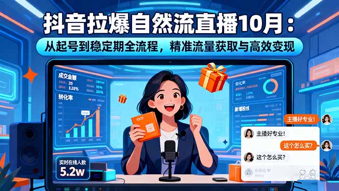 【第13805期】抖音拉爆自然流直播10月:从起号到稳定期全流程,精准流量获取与高效变现
