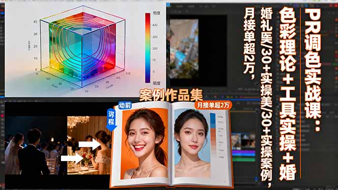 【第13808期】PR调色实战课:色彩理论+工具实操+婚礼医美/30+实操案例,月接单超2万