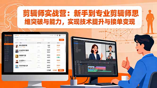 【第13815期】剪辑师实战营:新手到专业剪辑师思维突破与能力,实现技术提升与接单变现