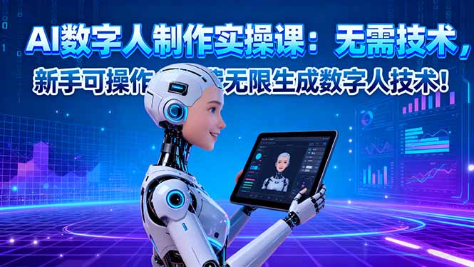 【第13836期】AI数字人制作实操课:无需技术,新手可操作,免费无限生成数字人技术!