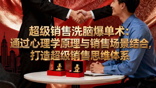 【第13840期】超级销售洗脑爆单术:通过心理学原理与销售场景结合,打造超级销售思维体系