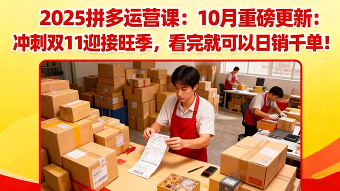【第13848期】2025拼多多运营课:10月重磅更新:冲刺双11迎接旺季,看完就可以日销千单