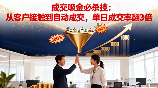 【第13876期】吸金成交营销必杀技:从客户接触到自动成交,单日成交率翻3倍