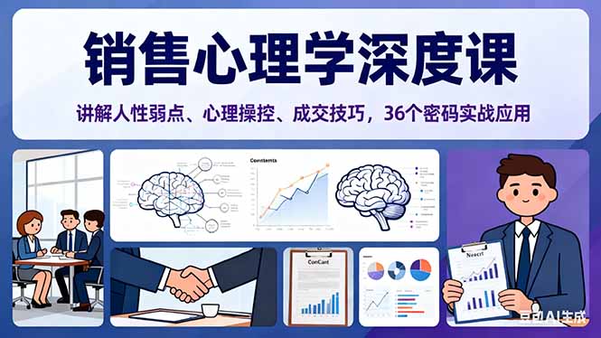 【第13891期】销售心理学深度课,讲解人性弱点、心理操控、成交技巧,36个密码实战应用