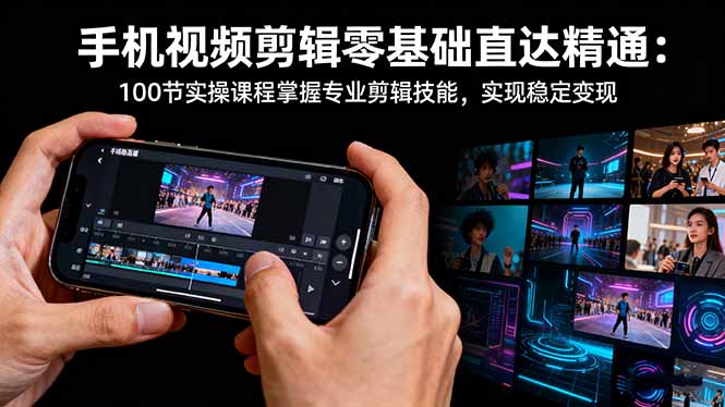 【第13897期】手机视频剪辑零基础直达精通:100节实操课程掌握专业剪辑技能