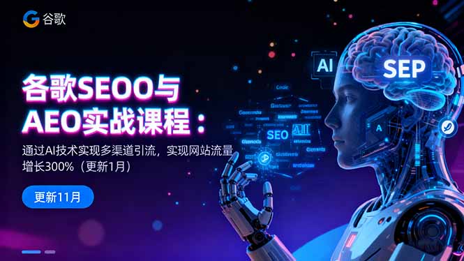 【第13899期】谷歌SEO与AEO实战课程:通过AI技术实现多渠道引流,实现网站流量增长300%