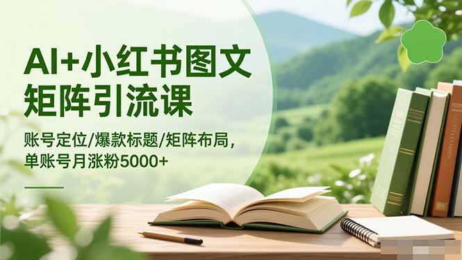 【第13939期】AI+小红书图文矩阵引流课:账号定位/爆款标题/矩阵布局/单账号月涨粉5000+