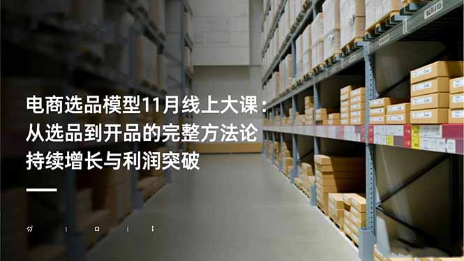 【第13974期】电商选品模型11月线上大课:从选品到开品的完整方法论 持续增长与利润突破