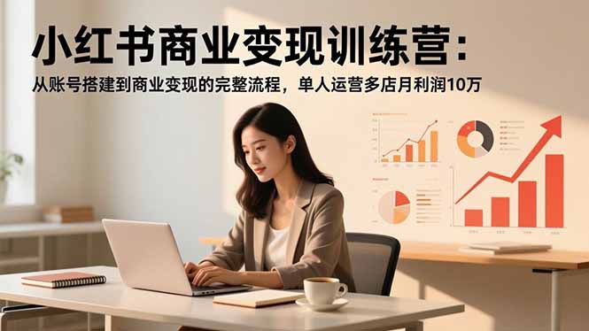 【第14036期】小红书商业变现训练营:从账号搭建到商业变现的完整流程,单人运营多店月利润10万