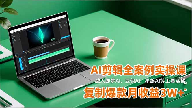 【第14085期】AI剪辑全案例实操课,融入即梦AI、豆包AI、星绘AI等工具实操,复制爆款月收益3W+