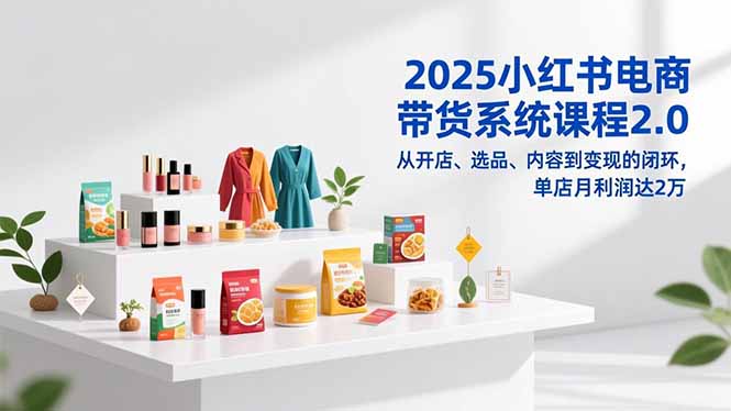 【第14145期】2025小红书电商带货系统课程2.0,从开店、选品、内容到变现的闭环,单店月利润达2万
