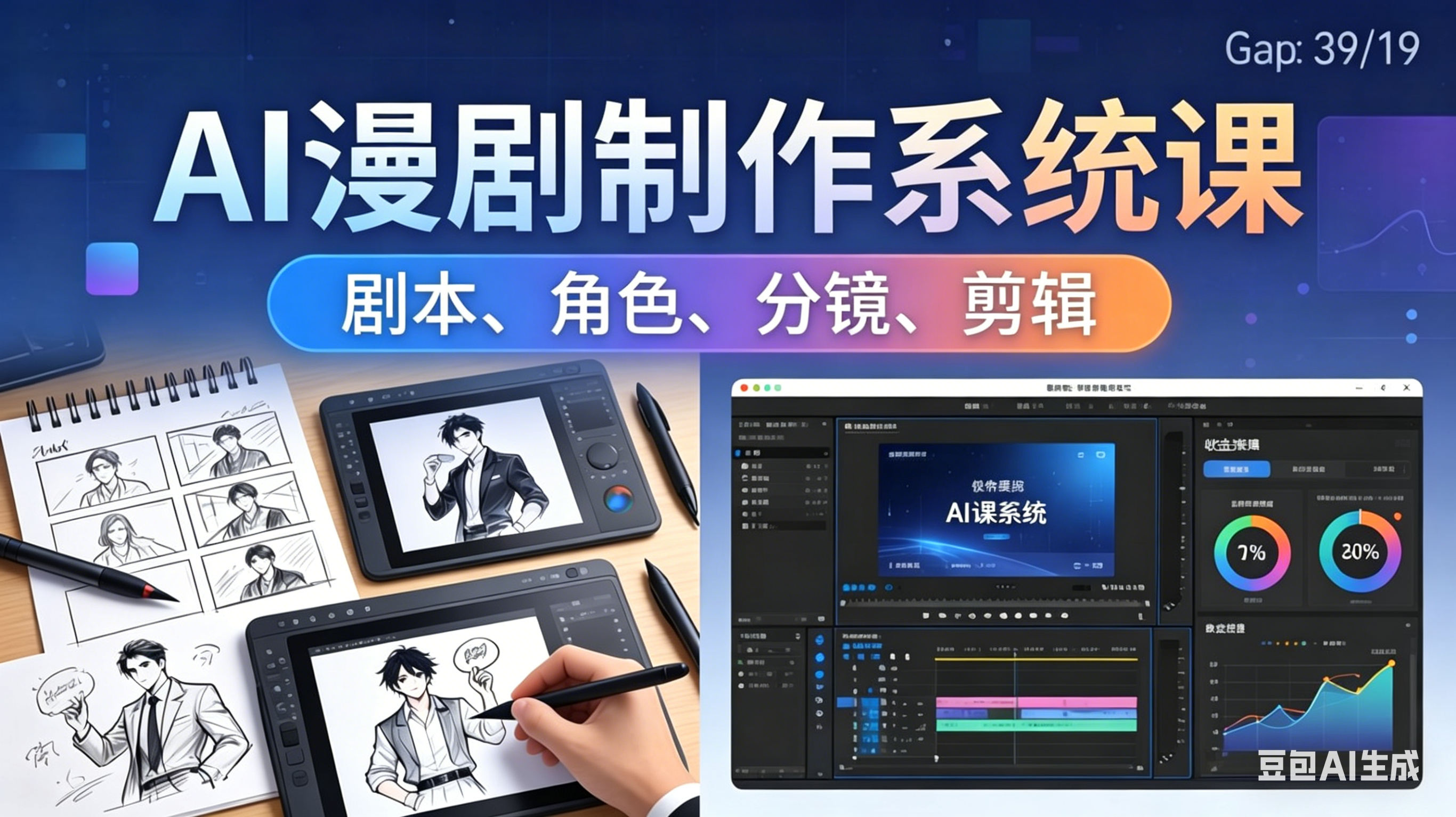 AI漫剧制作系统课:0基础从0到1学会AI制作,掌握剧本、角色、分镜、剪辑全套技能,轻松做号变现