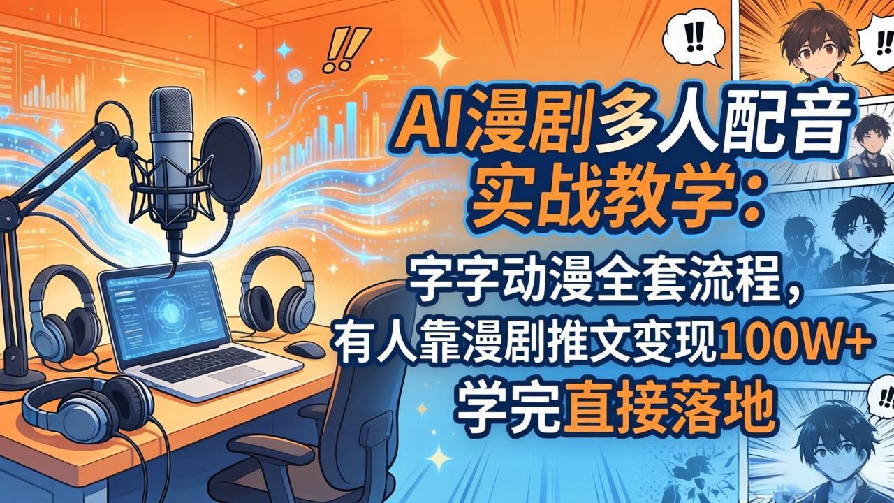 AI漫剧多人配音实战教学：字字动漫全套流程，有人靠漫剧推文变现100W+，学完直接落地-吸亿欧创业网