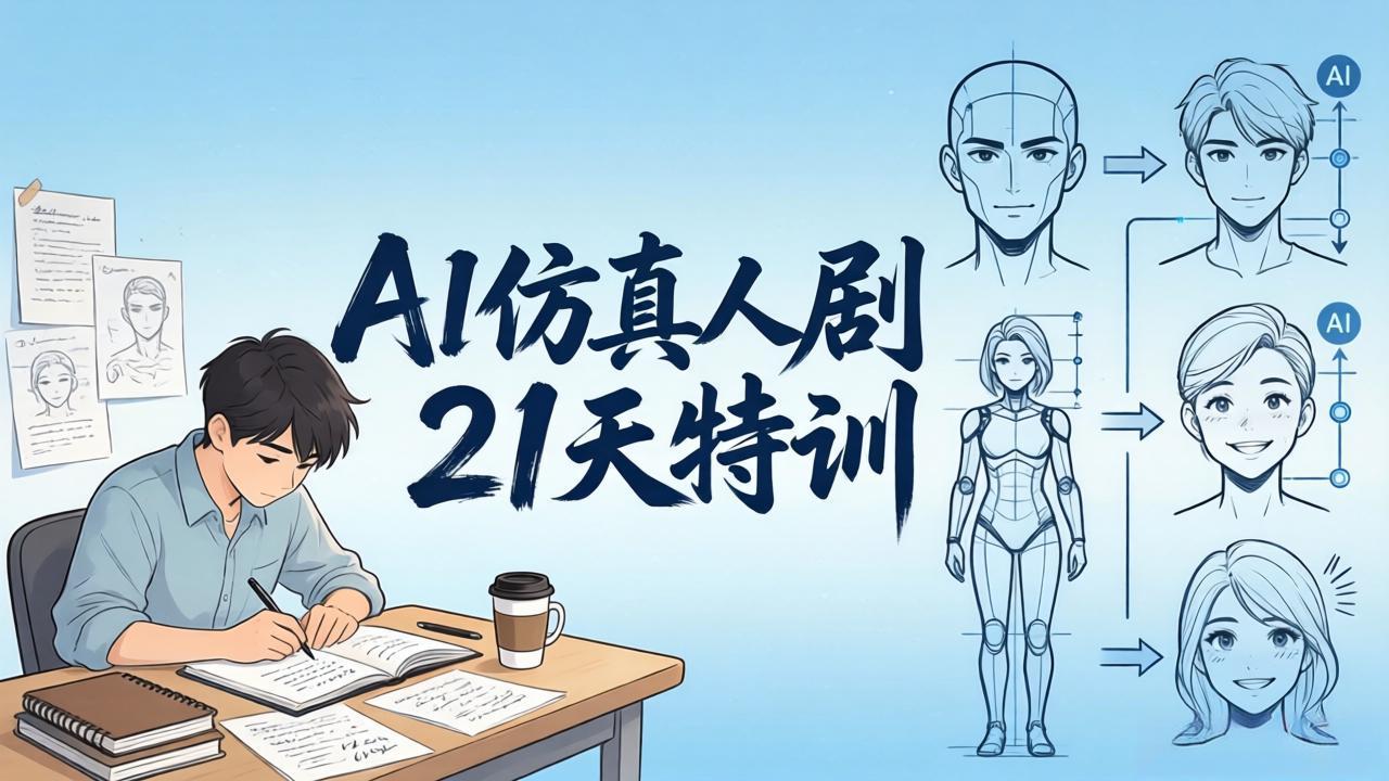 AI仿真人剧21天特训-更新：从剧本到成片全流程实战，掌握角色一致性与变现方法-吸亿欧创业网