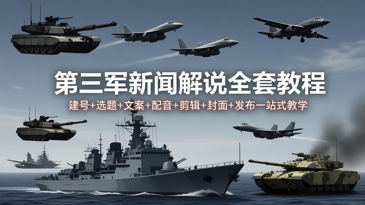 第三军迷新闻解说全套教程：建号+选题+文案+配音+剪辑+封面+发布一站式教学-吸亿欧创业网