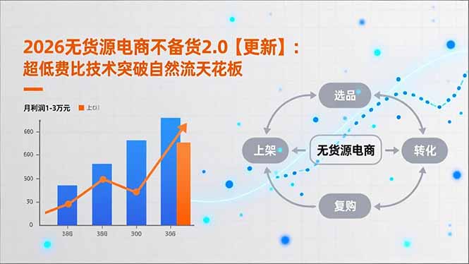 2026无货源电商不备货2.0:超低费比技术突破自然流天花板,单店月利润1-3万元