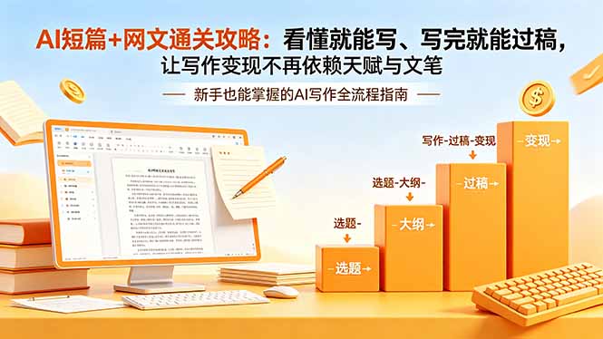 AI短篇+网文通关攻略:看懂就能写、写完就能过稿,让写作变现不再依赖天赋与文笔