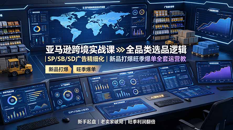 亚马逊跨境实战课-更新:全品类选品逻辑|SP/SB/SD广告精细化|新品打爆旺季爆单全套运营教程